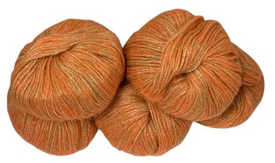 5-Mohair Yarn Balls Orange & Gold Shimmer Sparkle 50 Grams Each