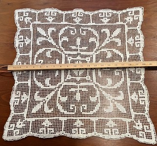 Large White All Cotton Bobbin Lace (Guipure )Table Center 20x20"