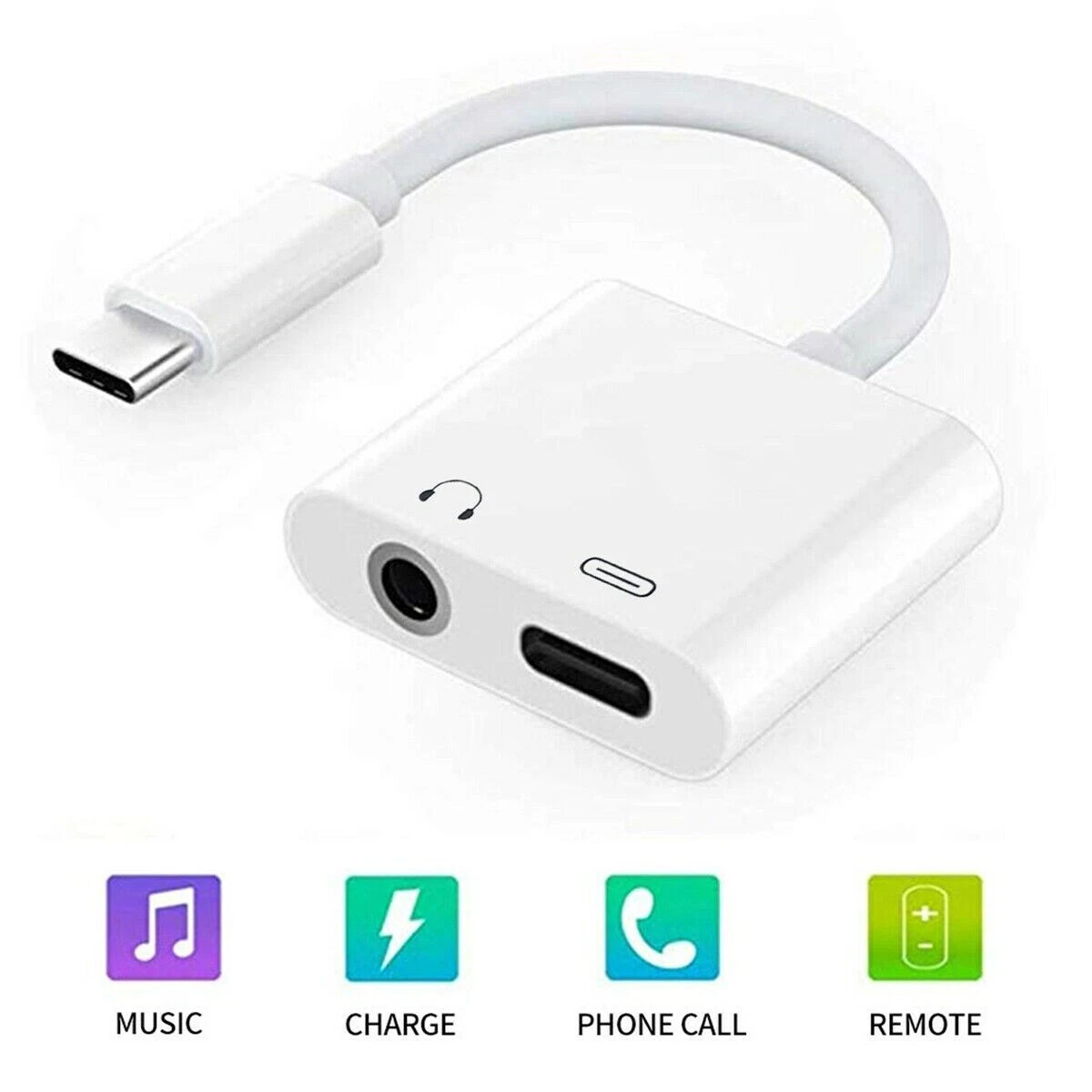Type C to 3.5mm Charger 2 in1 Headphone AUX Audio Jack USB C Cable