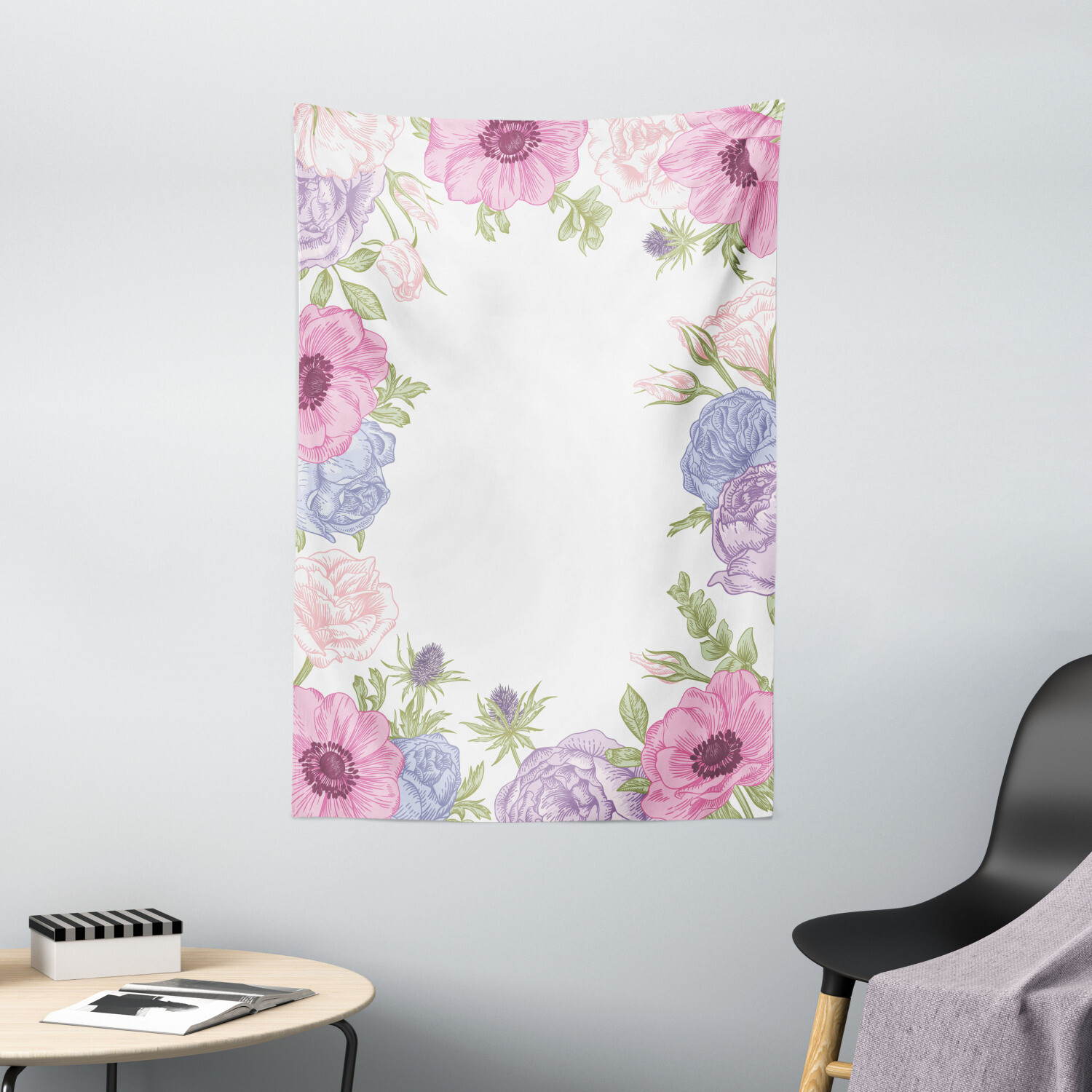 Anemone Flower Tapestry Summer Flora Print Wall Hanging Decor