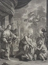 Jésus-Christ ressuscitant Lazare d'entre les morts  d'après Luca Giordano 1786