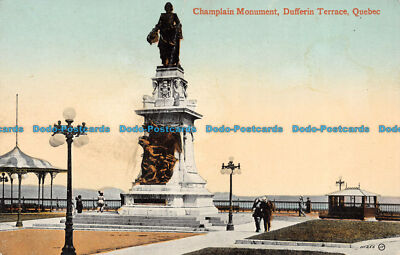 R106179 Champlain Monument. Dufferin Terrasse. Quebec. Valentine. B. Hopkins
