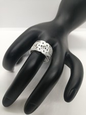 . 970 Solid Silver Women's Ring Size 8 Filigree New.
