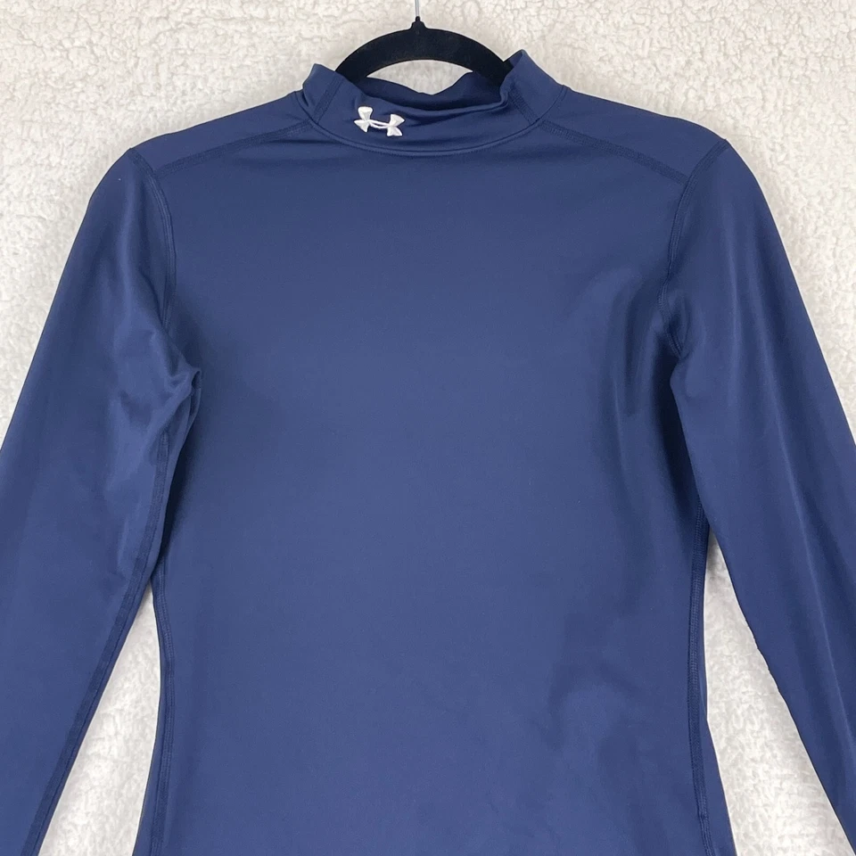 Camisa Under Armour Cold Gear Capa Base Mujer Pequeña Azul Cuello Simulado Manga Larga Foto 2 de 4