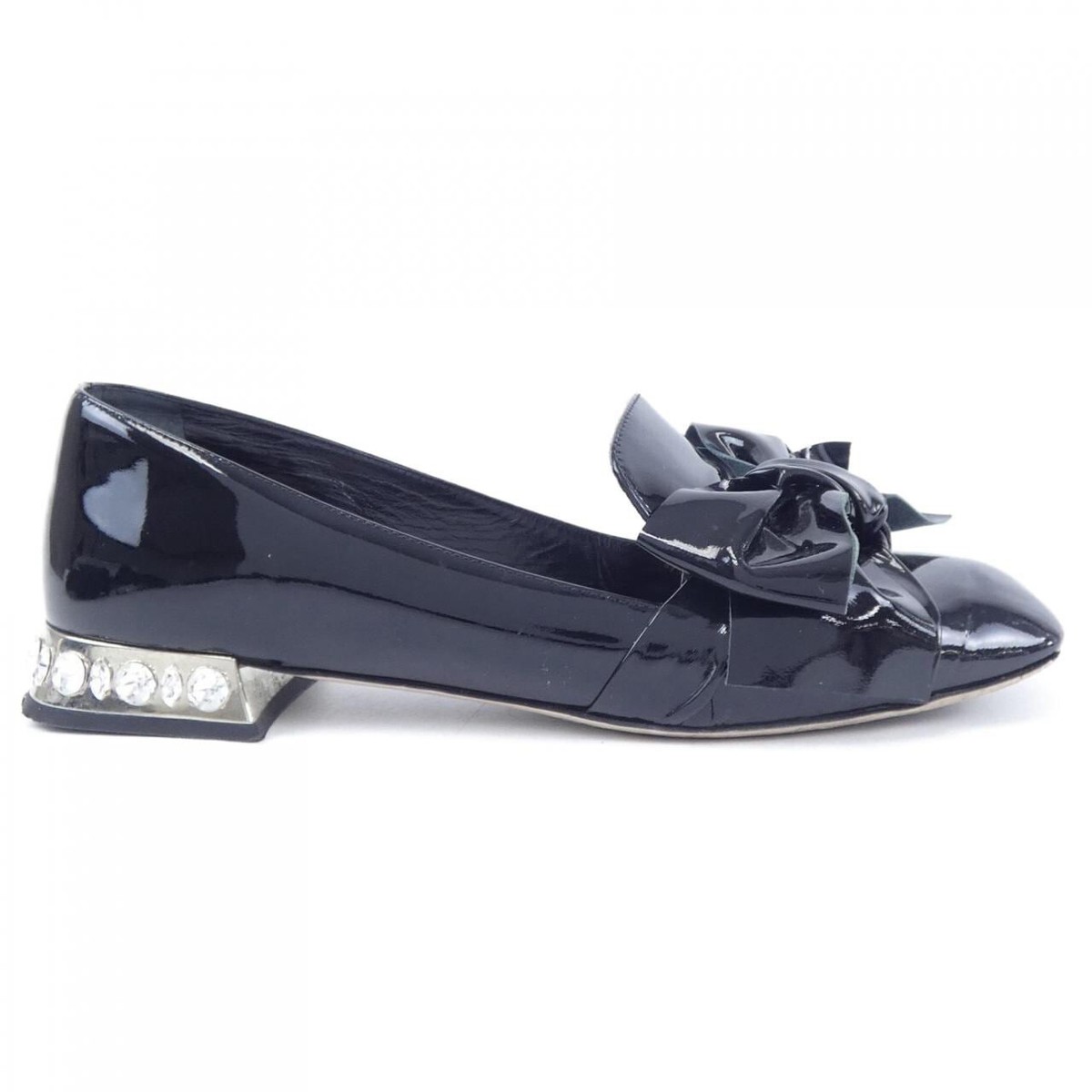 Miu Miu Size 38 Women's Square Toe Patent Leather Flat