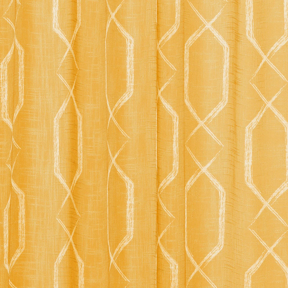 Amber Linen Textured Sheer Fabric Shower Curtain: White Geometric Design 70"x72" - Image 2 of 2