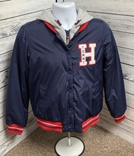 Tommy Hilfiger Denim Ladies Varsity Bomber Jacket Hooded Coat Size Medium