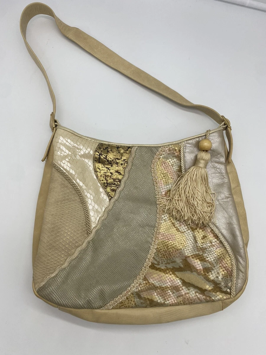 Vintage Sharif Handbag Animal Skin Snake Made In USA RARE Cream