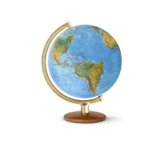 Doppelbild-leuchtglobus, Kirschbaumfarbiger Holzfuß U. Goldfarbener