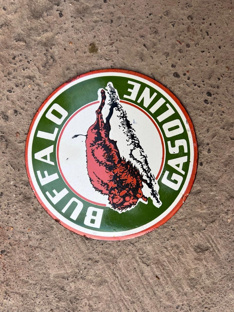 BUFFALO GASOLINE PORCELAIN ENAMEL SIGN 30x30 INCHES