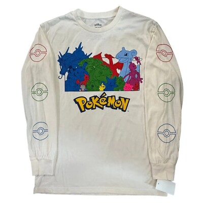 Pokemon Men's Ivory Graphic Print Long Sleeve T-Shirt NWT