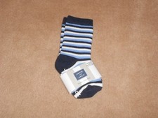 NEW, JANIE AND JACK BLUE STRIPE SOCKS, SIZE 6 TO 12 MONTHS