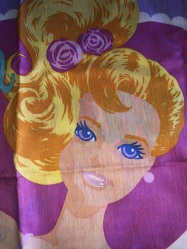 2 Vintage 1992 Barbie Standard Pillowcases Mattel Hearts Purple Double Sided - Picture 1 of 5