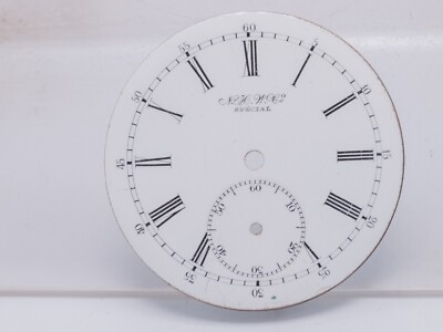 N.H.W.Co. Special New Haven 18s 20 Ligne Swiss Flat Pocket Watch Enamel Dial