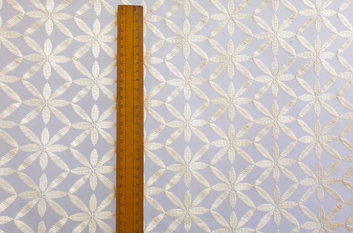 Cream Flowers Sheer Curtain Fabric By The Yard, Sheer Curtain Fabric Upholstery - Picture 7 of 8
