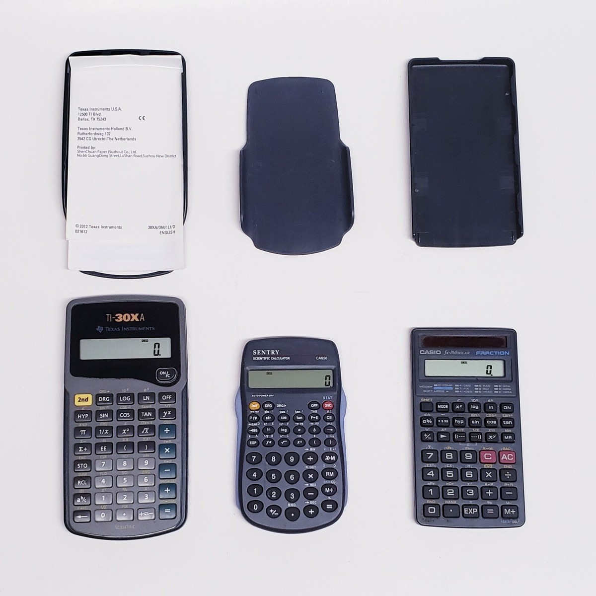 3 Scientific Calculator Lot: Casio FX260, Sentry CA656, Texas