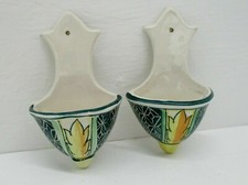 🟢  COPPIA DI ACQUASANTIERE IN PORCELLANA EPOCA  900 DIPINTE A MANO-M-760-