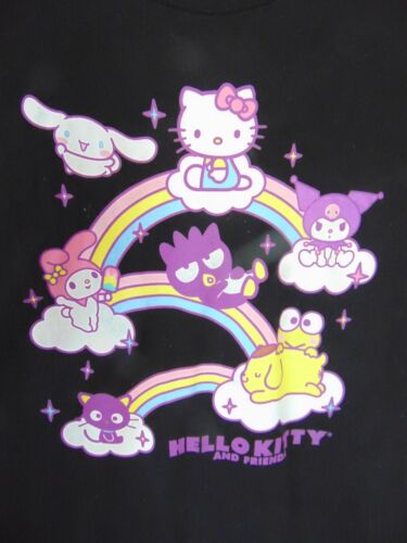 Hello Kitty & Friends Black t Shirt XL Kuromi Charcoal My Melody Hard To find - Photo 1/6