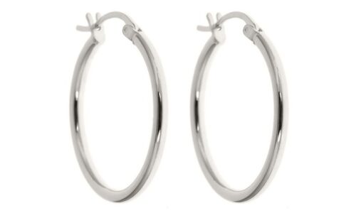 Real Solid 925 Sterling Silver 1" Thin Solid Hoop Earrings Sterling Silver Hoops - 第 1/3 張圖片
