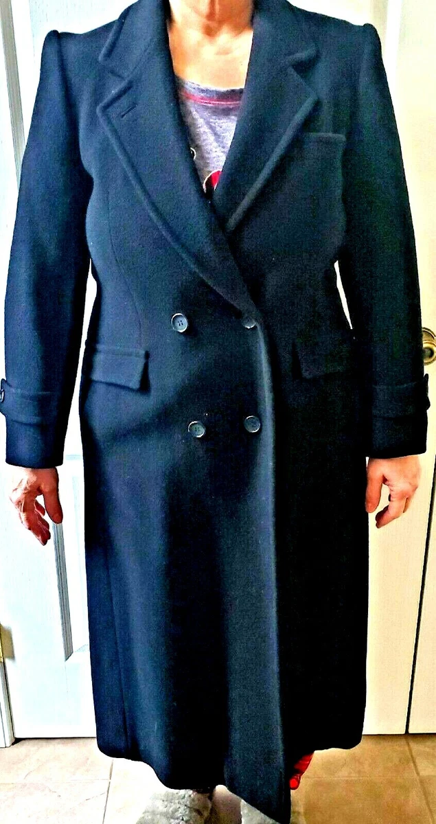 Ladies Evan Picone 100 Black Wool Coat MADE IN ITALY size M L