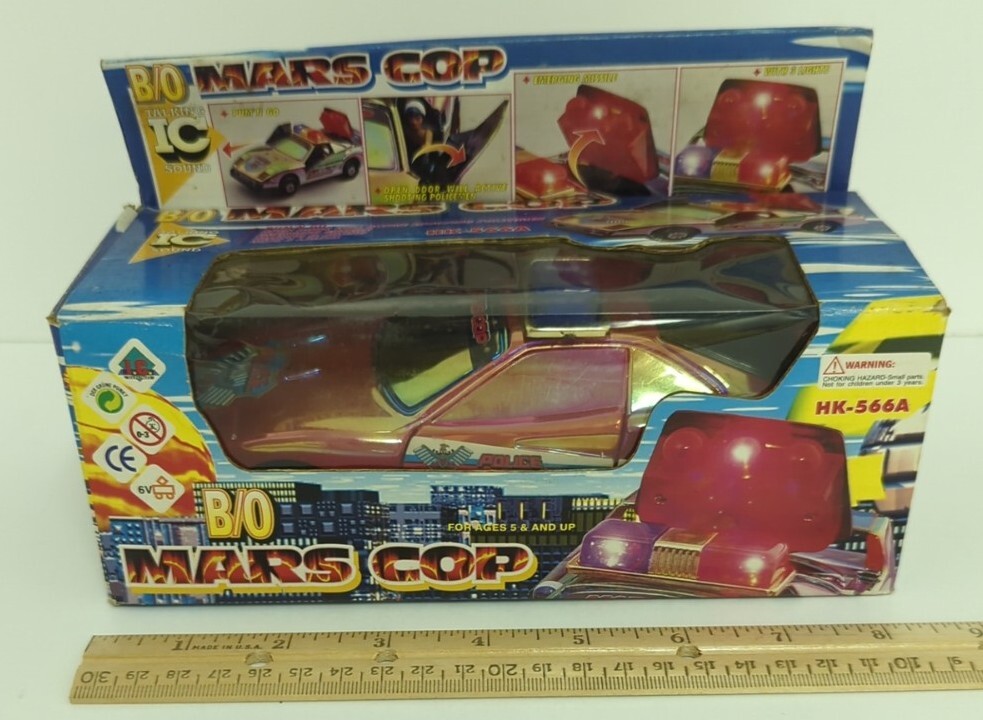 vintage HO-KAI TOYS red MARS COP CAR - 8