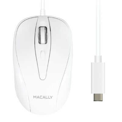 Macally UCTURBO Mac PC Maus optisch mit USB-C Kabel weiß grau Thunderbolt 3 & 4
