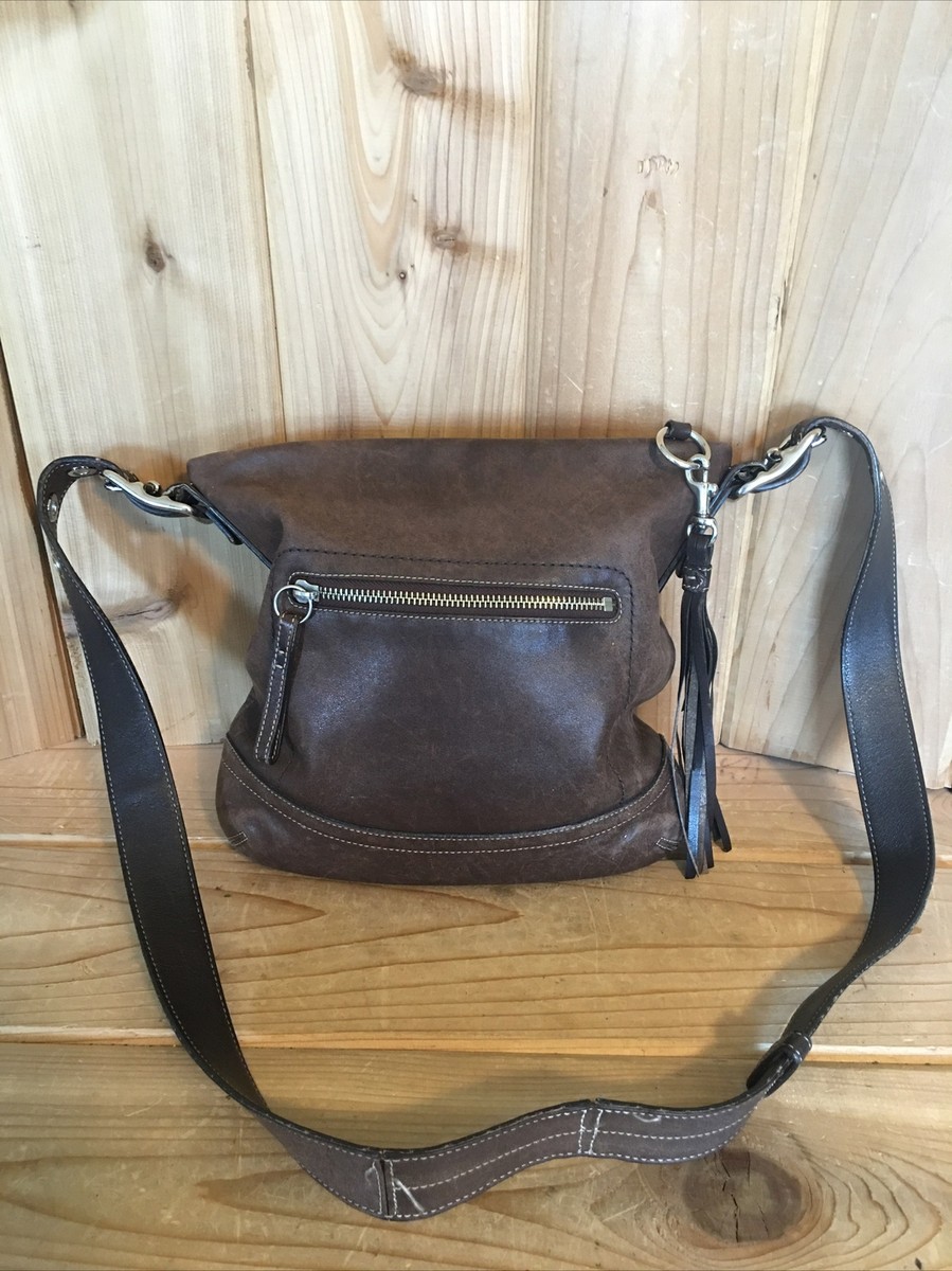 バッグ Old Coach Brown Leather Shoulder Bag Coach Crossbody Brown Genuine Leather Shoulder Bag #1415 Handbag