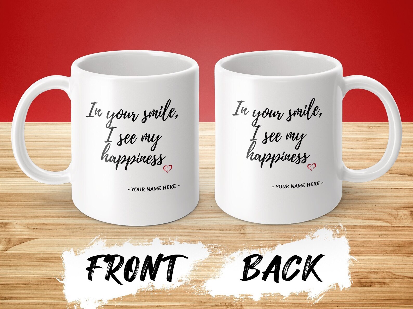 Personalized Heart Name Mug Custom Coffee Cup With Romantic Sentiment  