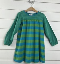 Girls HANNA ANDERSSON Sz 110 - 5y Cotton l/s Dress Green Blue Stripe