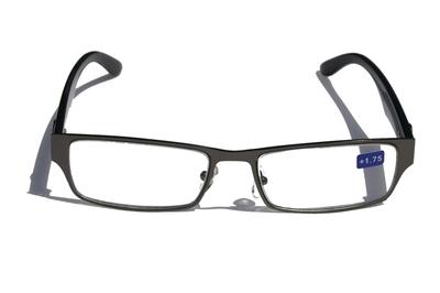 Khan Rectunglar Reading Glasses Reader +1.75 +2.00 +2.25 Gunmetal Metal Front