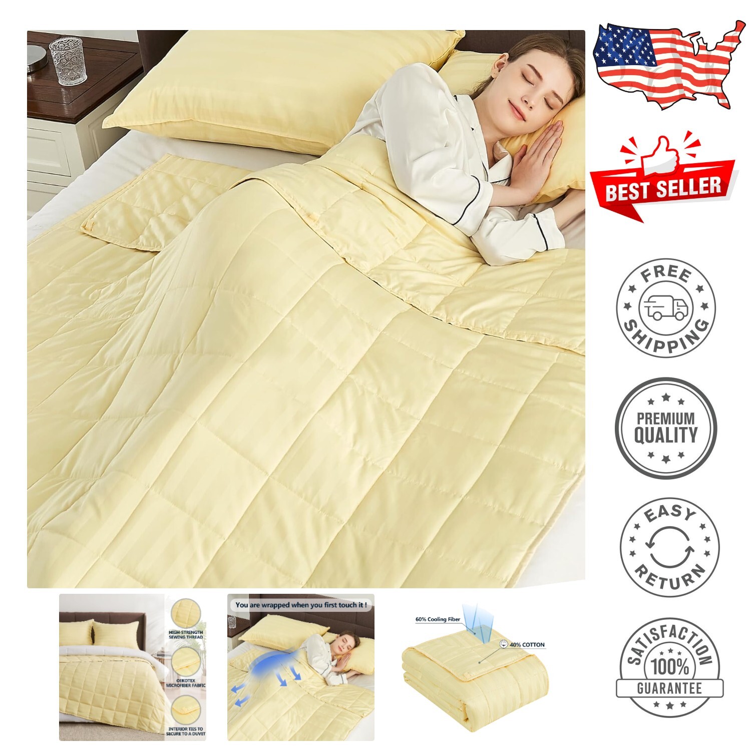 Heavy 20lb Machine Washable Weighted Blanket for Deep Adult Sleep  -image