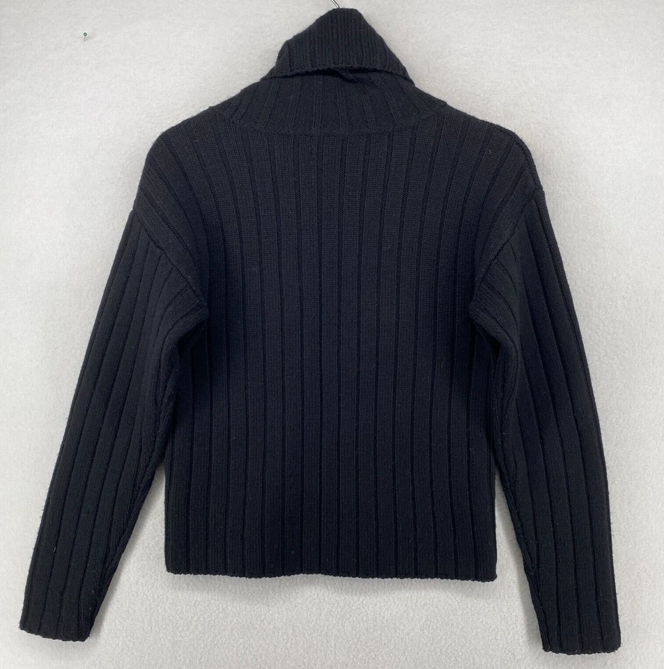 DKNY Sweater Womens M Wool Ribbed Jumper Turtleneck Long Sleeve Pullover Black - Image 3 of 4