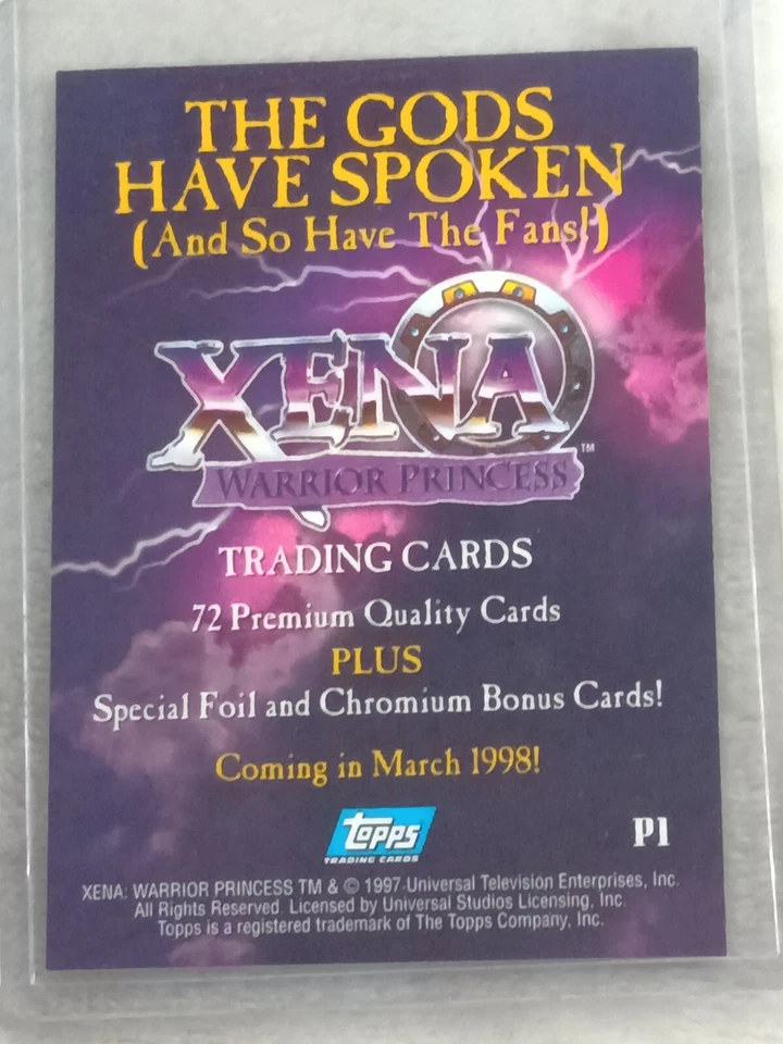Xena Warrior Princess Promo Card The Gods Have Spoken Topps P1 Lucy Lawless 1997 - Image 2 of 4