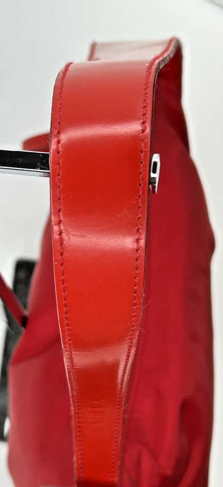 Сумочка Furla красный холст нейлона маленький кожаный с покрытием одиночный ремень РЕДКАЯ чистый весело - Изображение 4 из 4