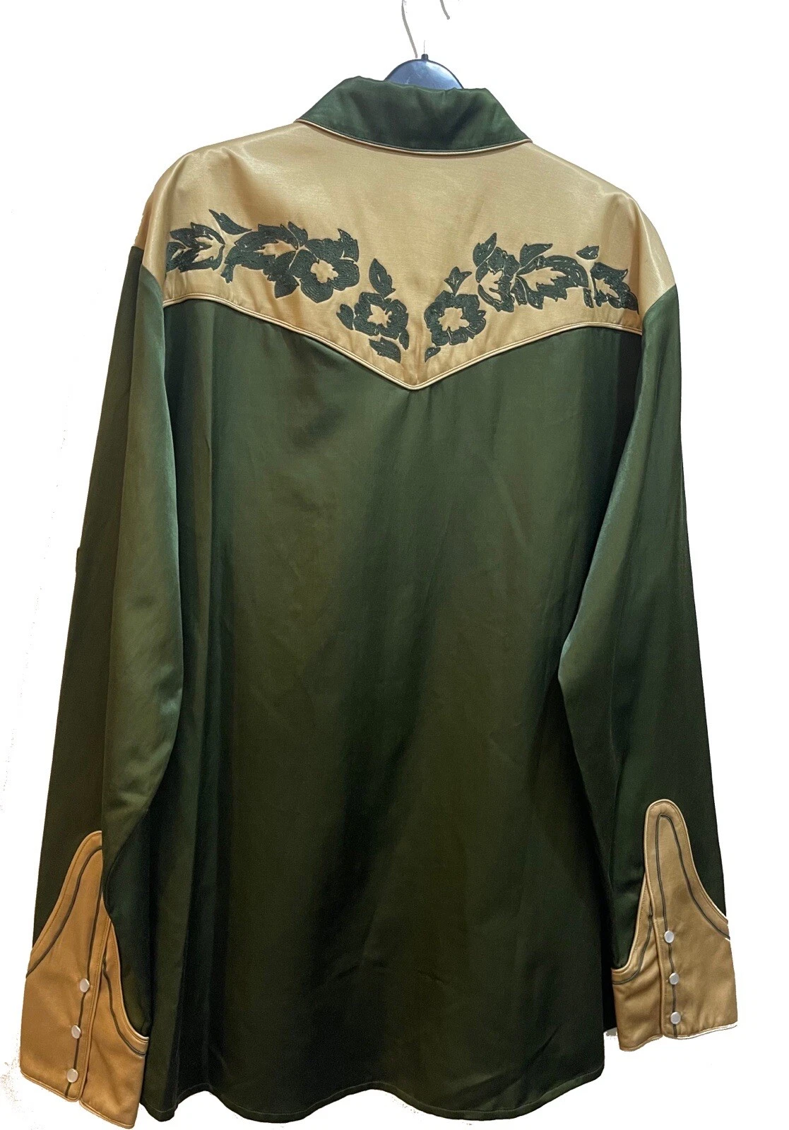 Kenzo Camicia Abito Uomo Floreale Manica Lunga Ricamata Verde Sabbia 42 16 5