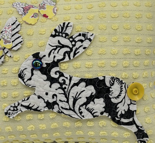NEW Handmade Leaping Bunny Pillow Vintage Chenille Bedspread - Picture 4 of 11