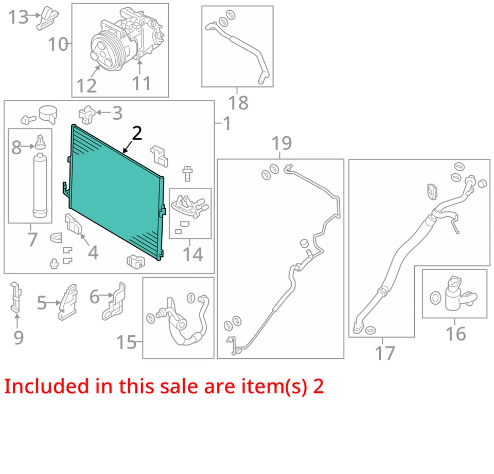 交流电冷凝器适用于 14-19 INFINITI Q70 3030880 — 第 3/4 张图片