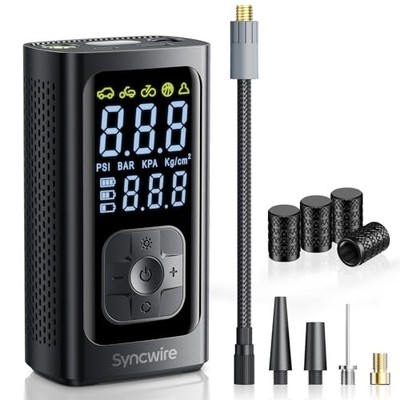 Tire Inflator Portable Air Compressor - 150PSI 2X Faster Inflation Smart Black