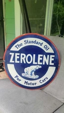 Standard Zerolene Oil Gasoline Vintage porcelain sign Amoco Flame