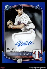 2025 Bowman Chrome Draft Blue Refractor AJ Russell 1ST ROOKIE AUTO 111/150