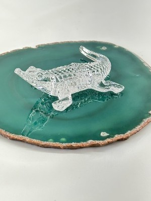 RARE Waterford Crystal Alligator Crocodile Figurine Paperweight Signed 5 