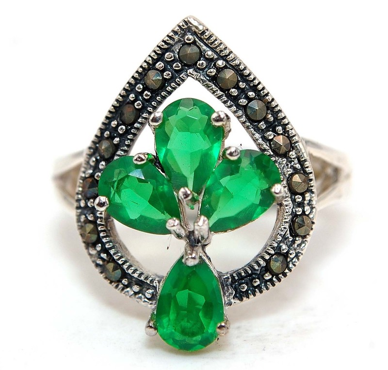 1CT Heat Treated Green Tourmaline 925 Genuine Sterling Silver Ring Sz 8 NF1-2