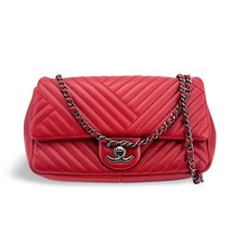 Chanel Chevron Coco Mark Flap Shoulder Bag With Silver Hardware Women R One Size