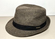 Vintage Stetson Herringbone Wool Blend Fedora Hat Men  s Medium