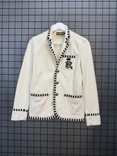 Rugby Ralph Lauren Women's S Ivory Knit Blazer Jacket Crest Logo Nautical Preppy