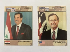1991 Pro Set Desert Storm George Bush #79 & Saddam Hussein #69 Trading Cards