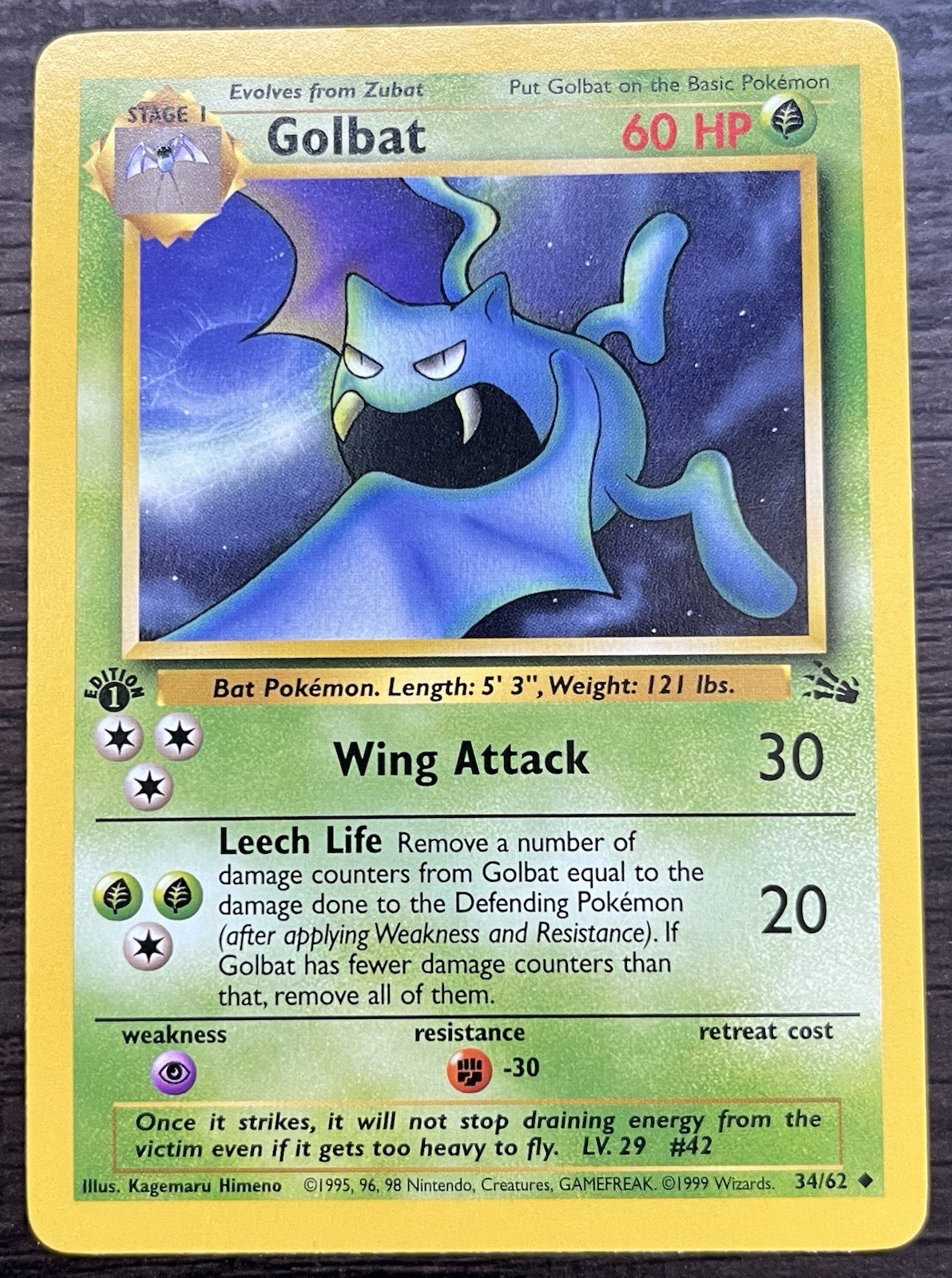 Golbat 34/62 Pokemon TCG WOTC Base Fossil Uncommon NEAR MINT NM