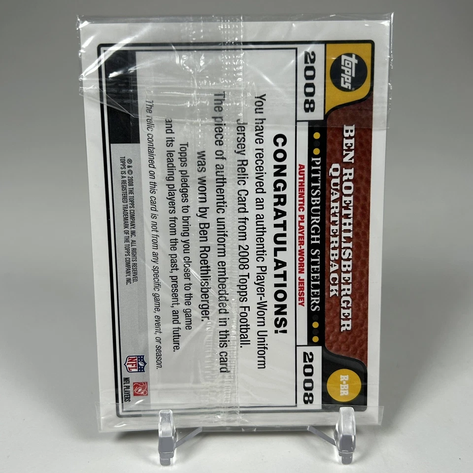 Ben Roethlisberger 2008 Topps Player Worn Jersey Steelers Sealed Wrapper - Image 2 of 2