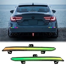 Rgb Rear Bumper Clear Led Reflector For 2018-2022 10th Gen Honda Accord Sedan Rgb Rear Bumper Clear Led Reflector For 2018-2022 10th Gen Honda Accord Sedan
