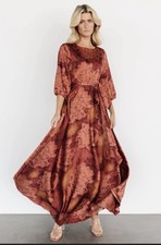 Baltic Born Paula Satin Maxi Dress Terracotta Floral Size 1XL Sold Out NWT